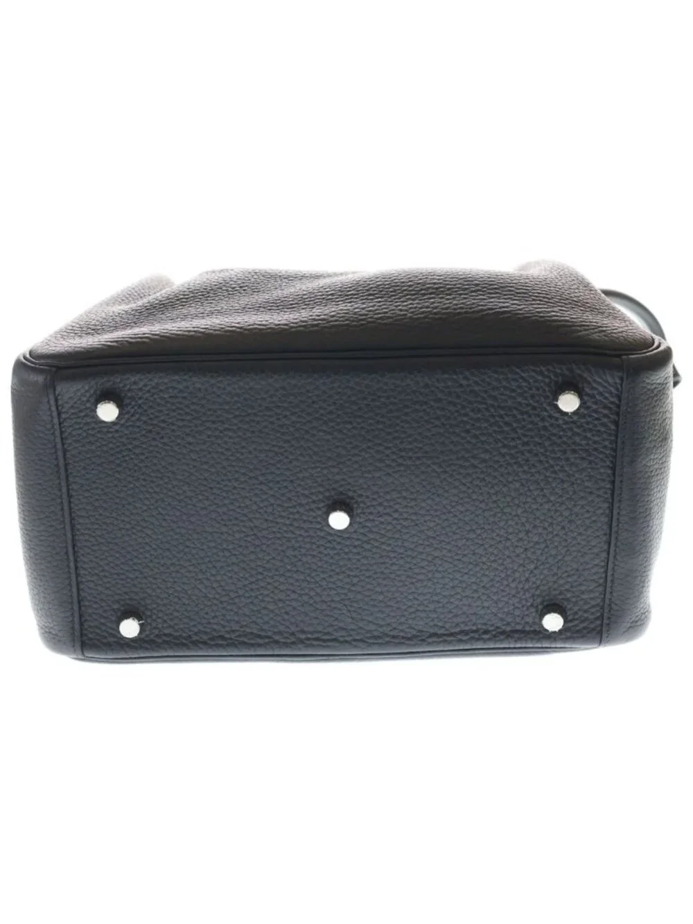 Hermes Lindy 30 Taurillon Clemence Silver Handbag Black